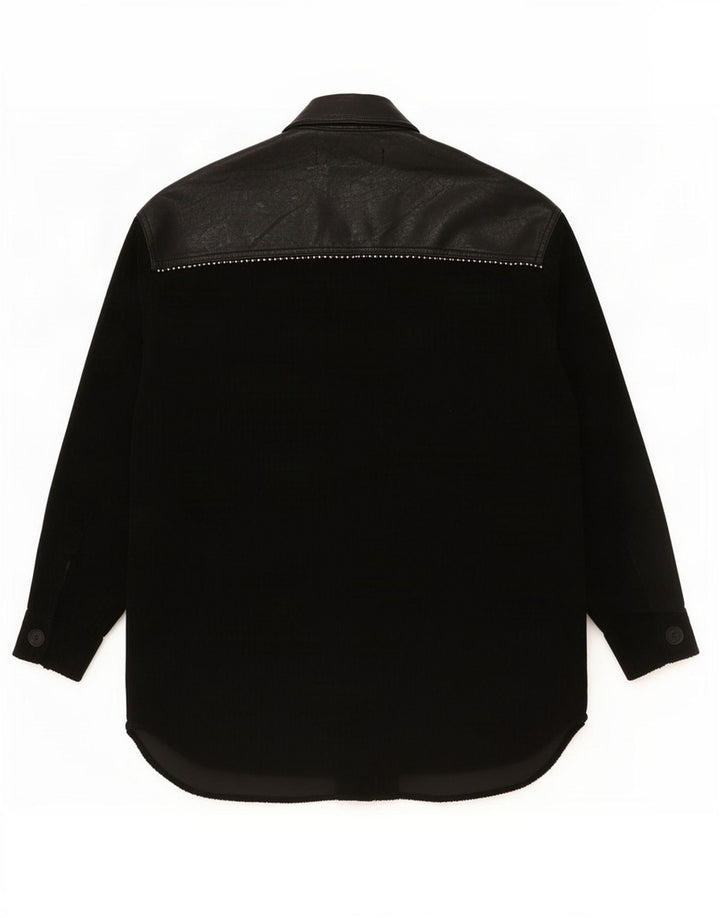 Zara Mujer Camisa Oversize UK 6 XS Negro Poliéster