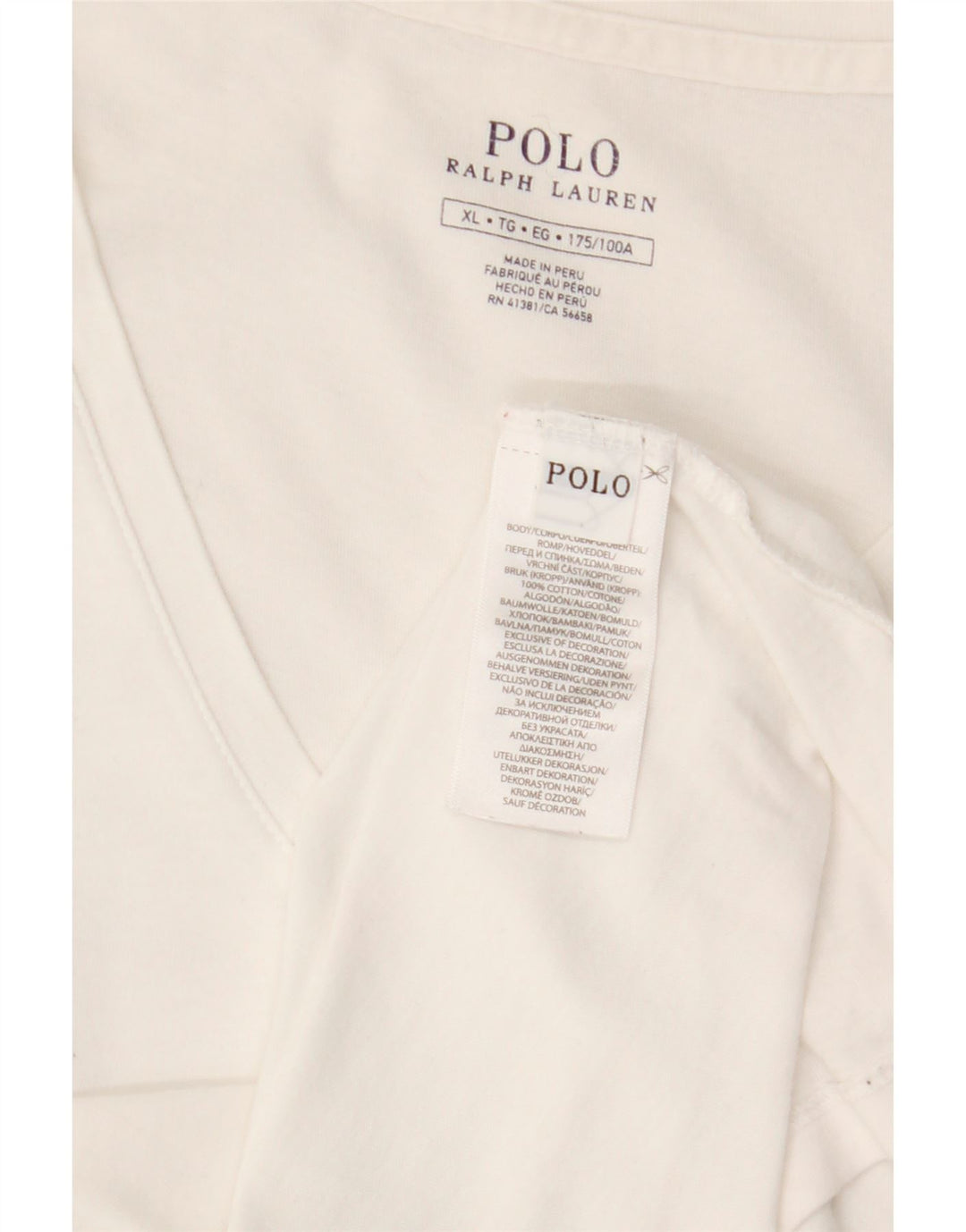 POLO RALPH LAUREN Camiseta Hombre Top XL Blanco Algodón