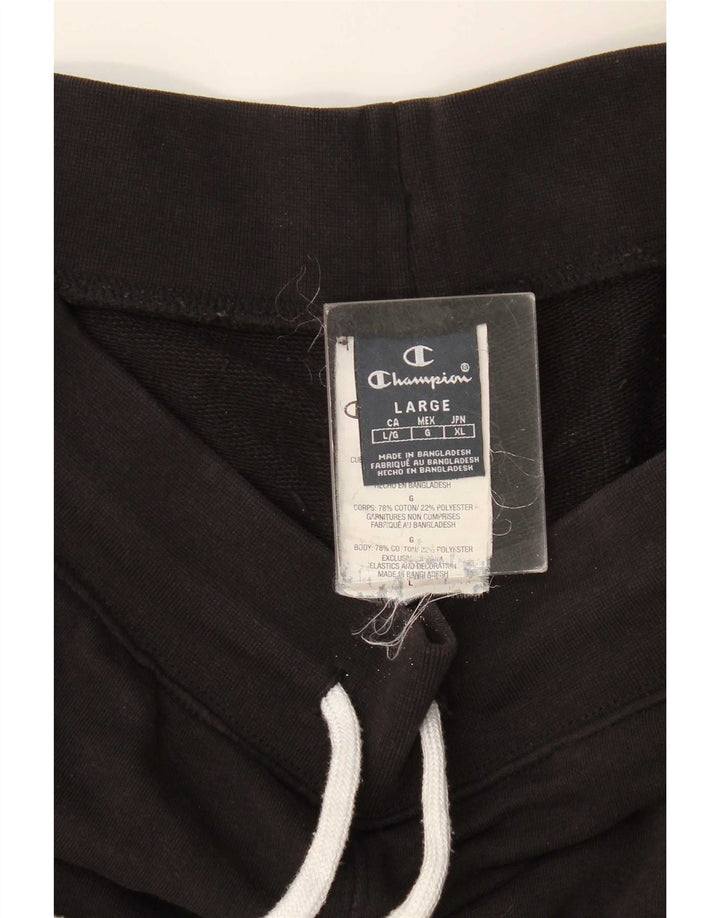 Champion Pantalones cortos deportivos para hombre, tamaño grande, algodón negro