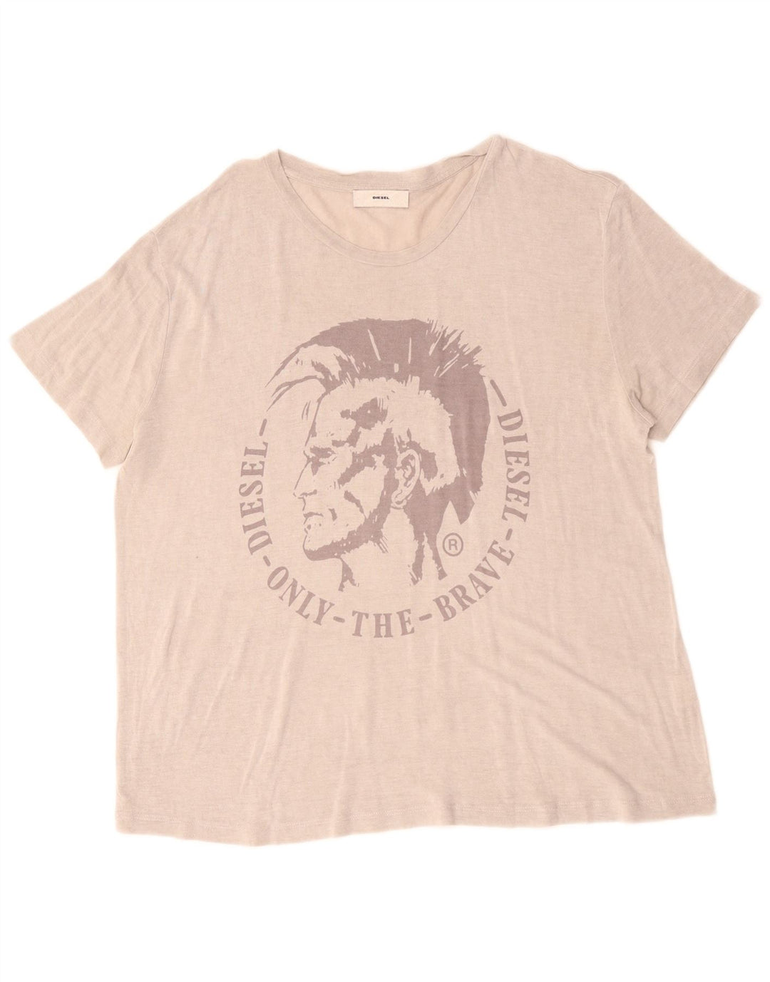 Diesel Mujer Camiseta Gráfica Top UK 40 XL Beige Clásico