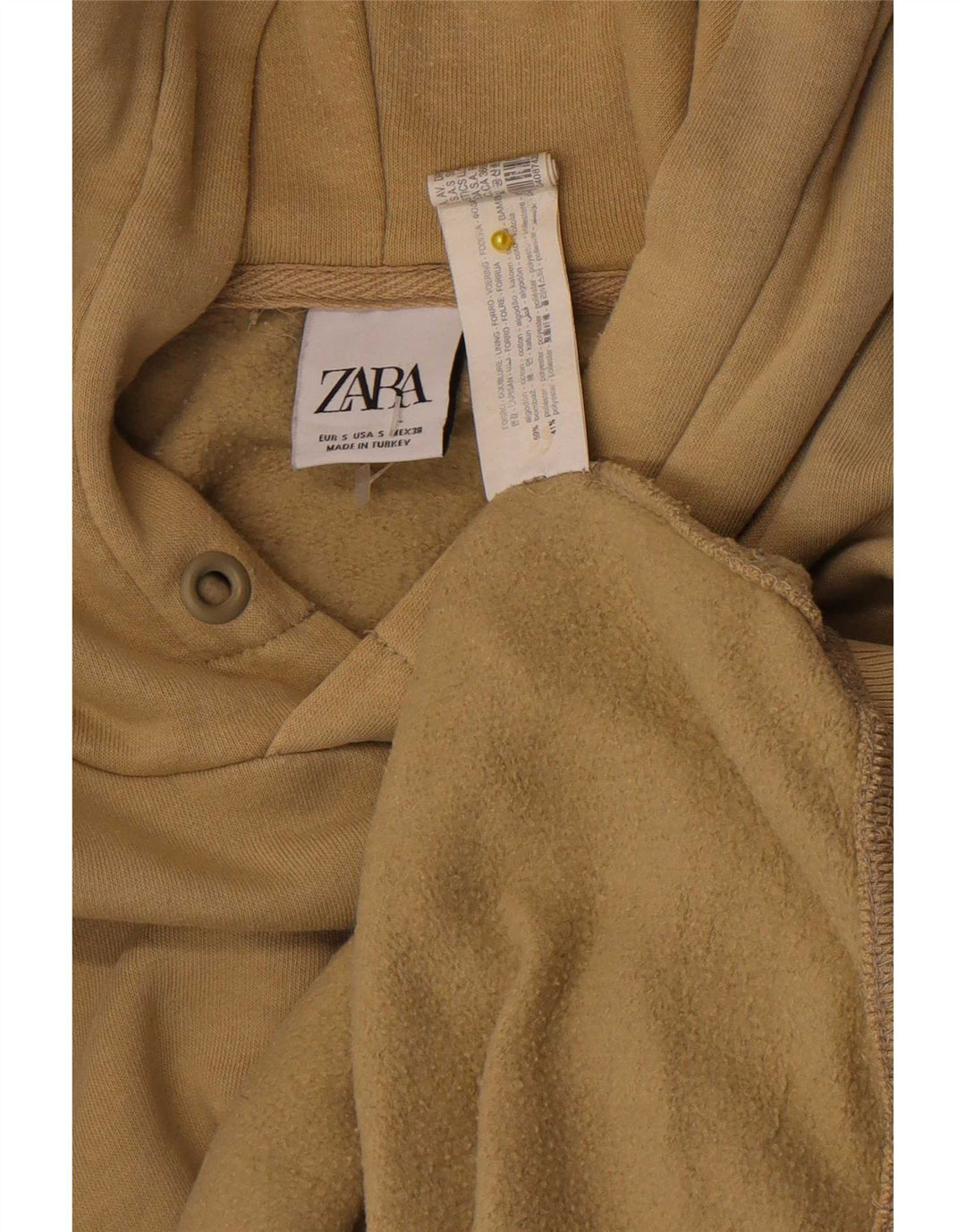 Zara Hombre Sudadera Con Capucha Jersey Small Beige Algodón
