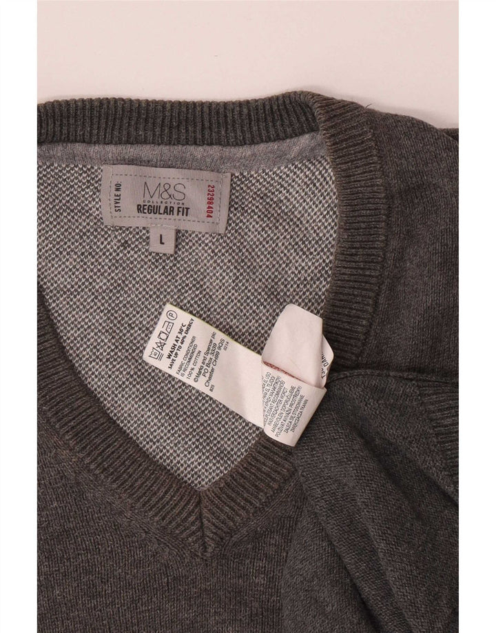 Marks & Spencer Camiseta sin mangas de corte regular para hombre, talla grande, algodón gris