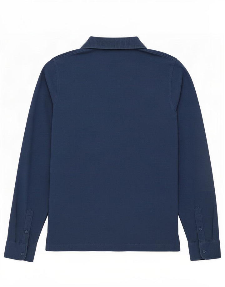 Sun68 Polo de manga larga para hombre de algodón azul medio