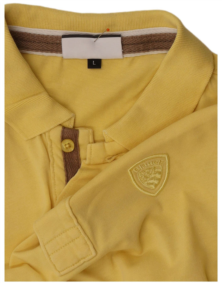 BLAUER Polo para hombre de algodón amarillo grande