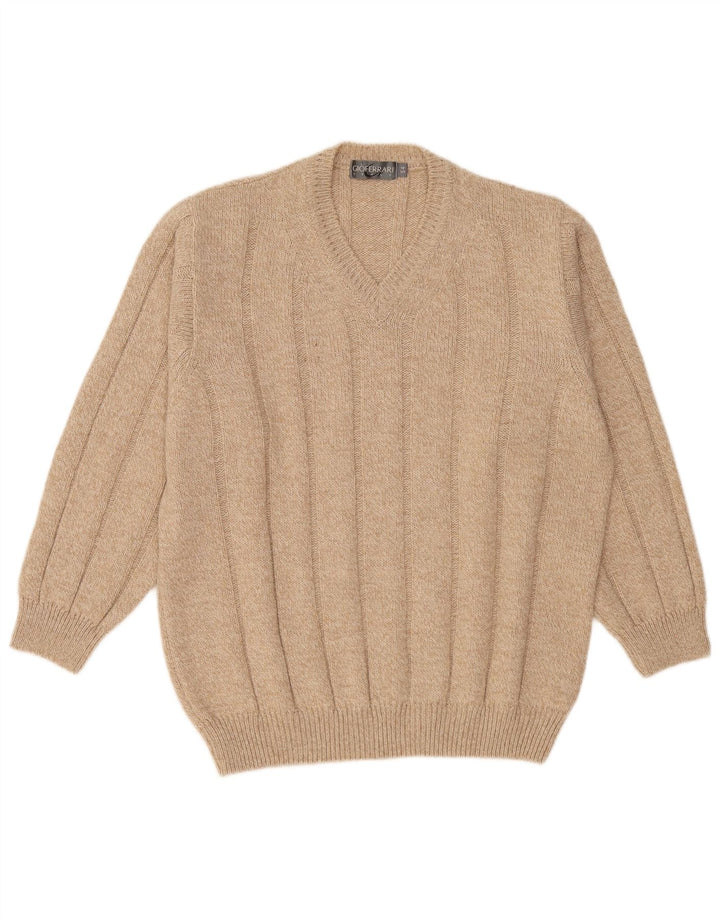 Gioferrari Jersey con Cuello en V para Hombre IT 54 XL Lana Beige