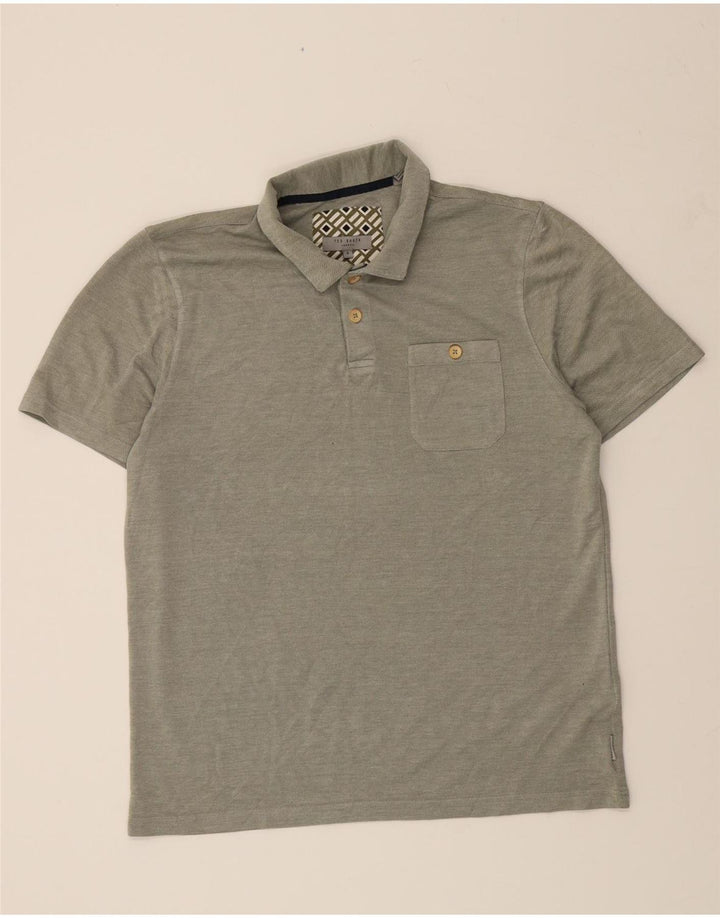 TED BAKER Mens Short Sleeve Polo Shirt Size 4 Large Khaki Modal Vintage Ted Baker and Second-Hand Ted Baker from Messina Hembry 