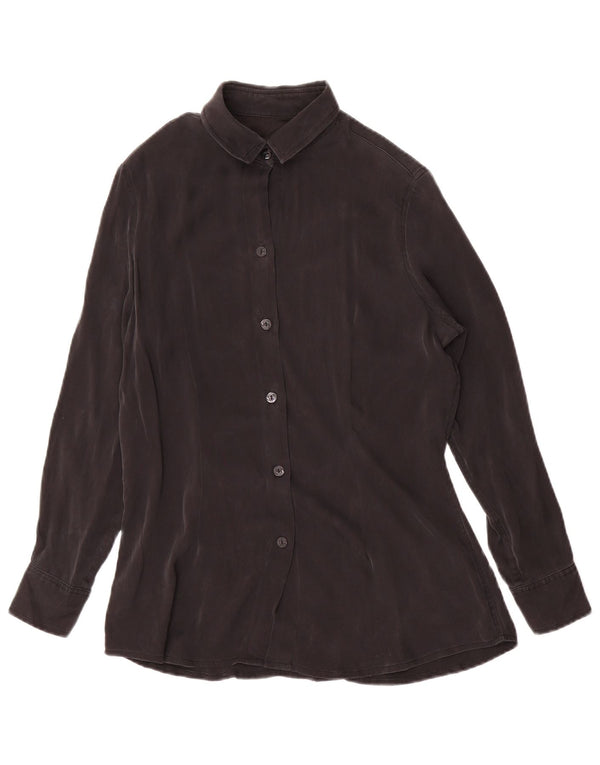 Vintage mujer camisa blusa Reino Unido 12 medio negro