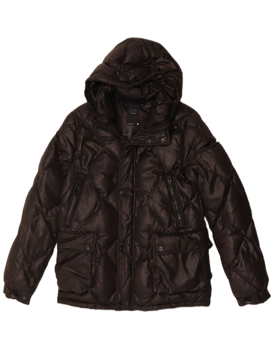 G-Star Chaqueta acolchada con capucha para hombre UK 38 Mediana Negro Poliéster