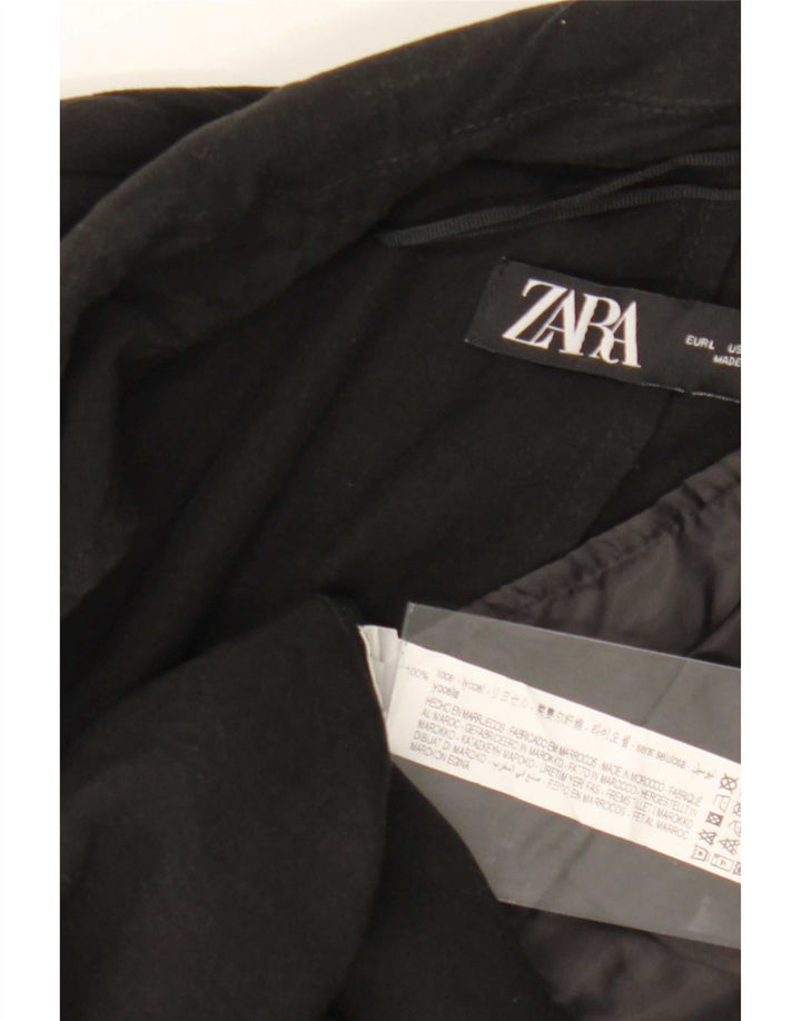 Zara Mujer Abrigo Abierto Reino Unido 46 Grande Lyocell Negro
