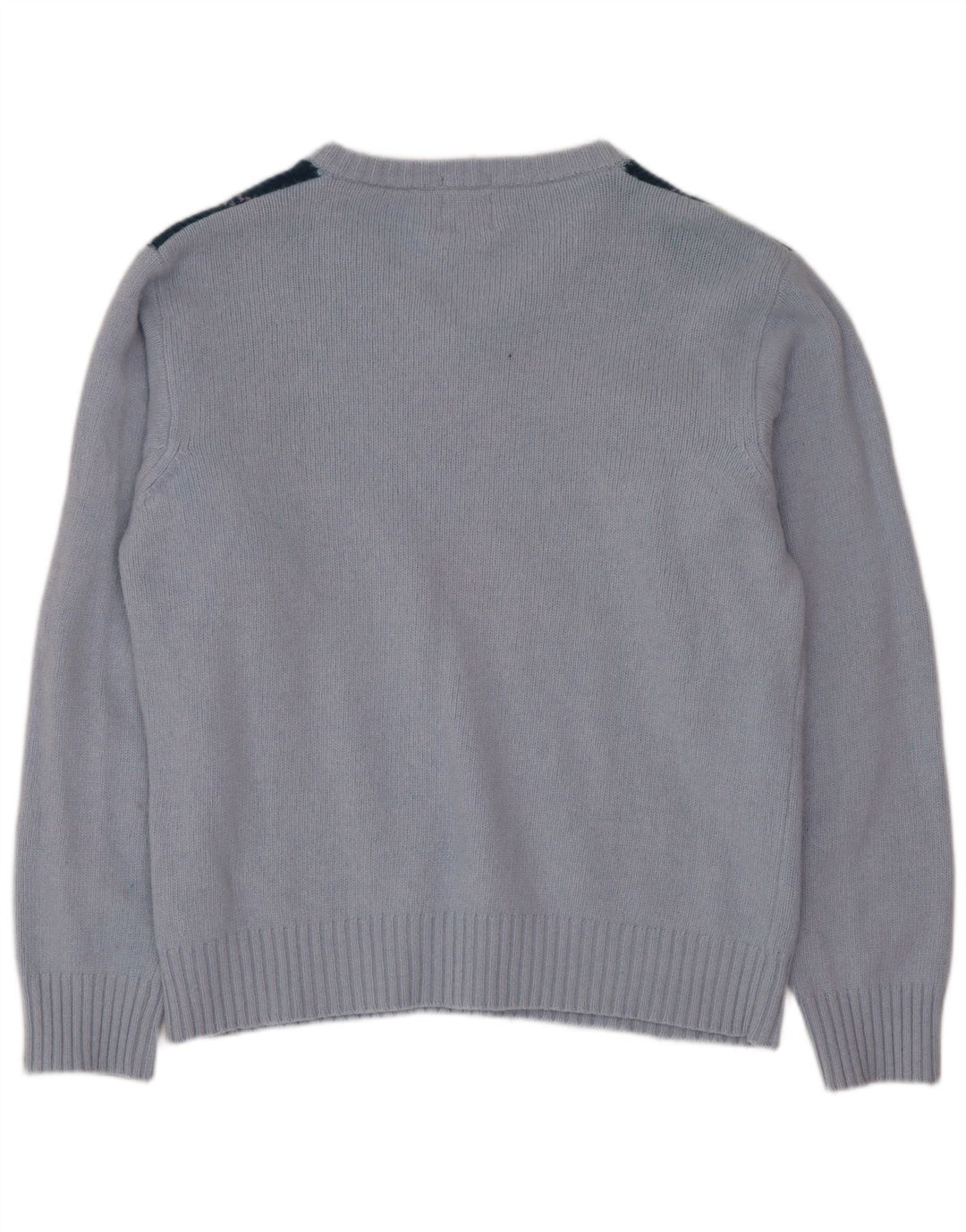 Meltin' Pot Jersey con cuello en V para mujer, talla grande, lana azul Argyle/Diamond
