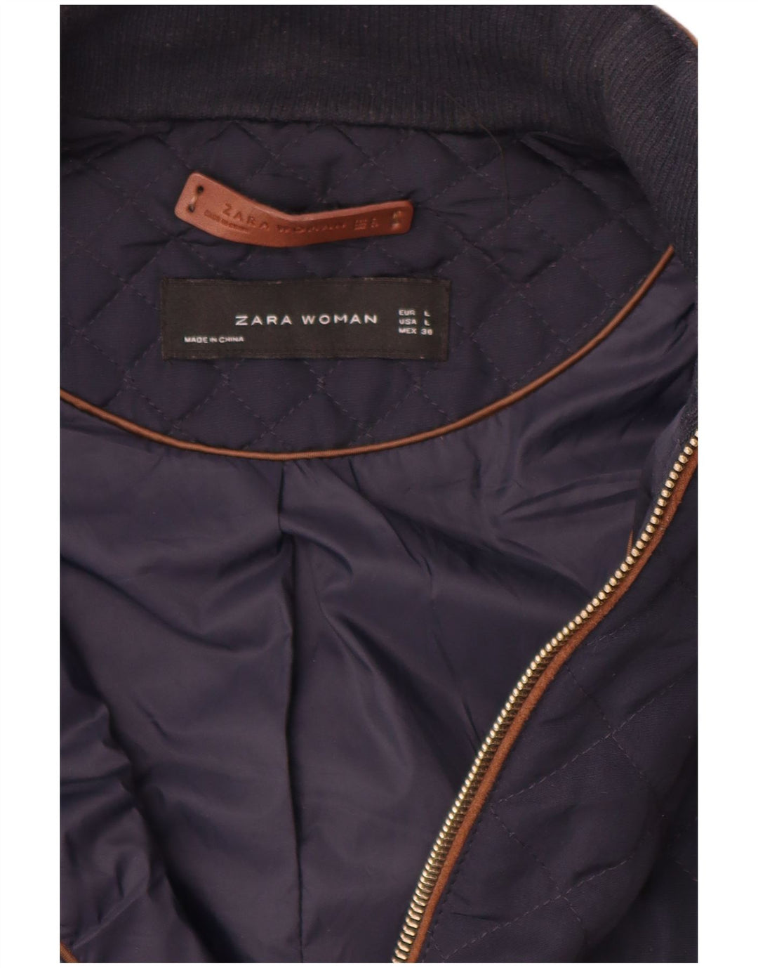Zara Mujer Chaleco Acolchado UK 46 Grande Azul Marino