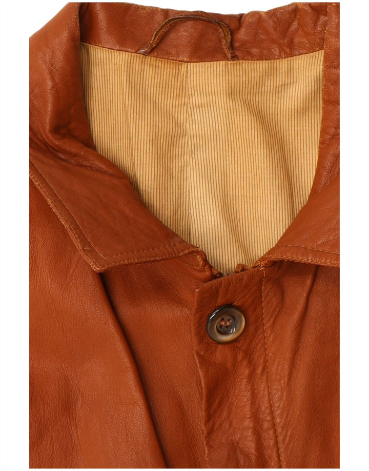 Vintage hombres chaqueta de cuero Reino Unido 36 pequeño cuero marrón