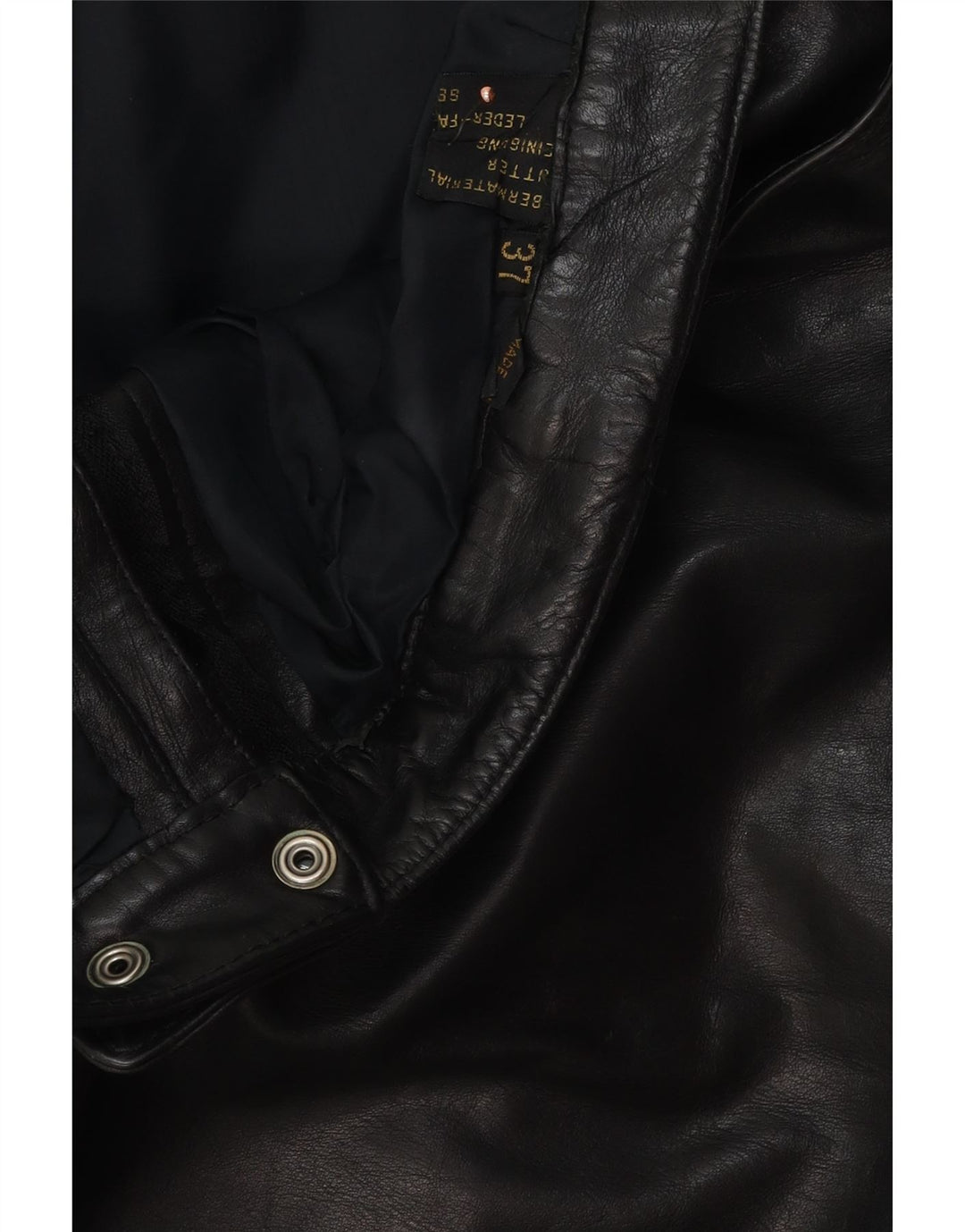 Vintage hombres pantalones de cuero delgados W37 L34 cuero negro