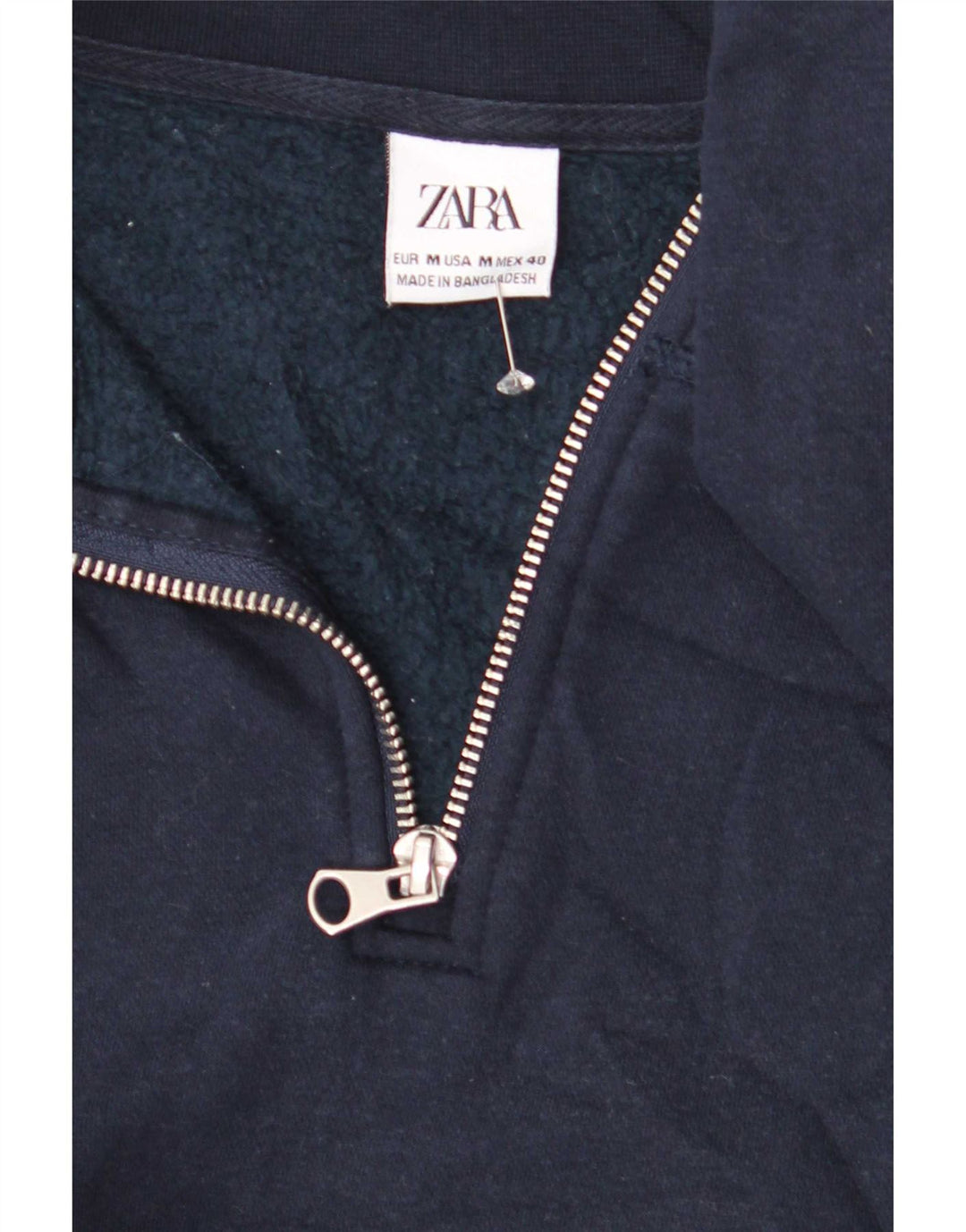 Zara Hombre Sudadera Con Cuello Y Cremallera Jumper Medium Azul Marino Poliéster