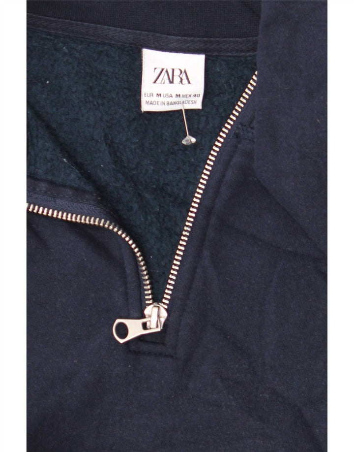Zara Hombre Sudadera Con Cuello Y Cremallera Jumper Medium Azul Marino Poliéster