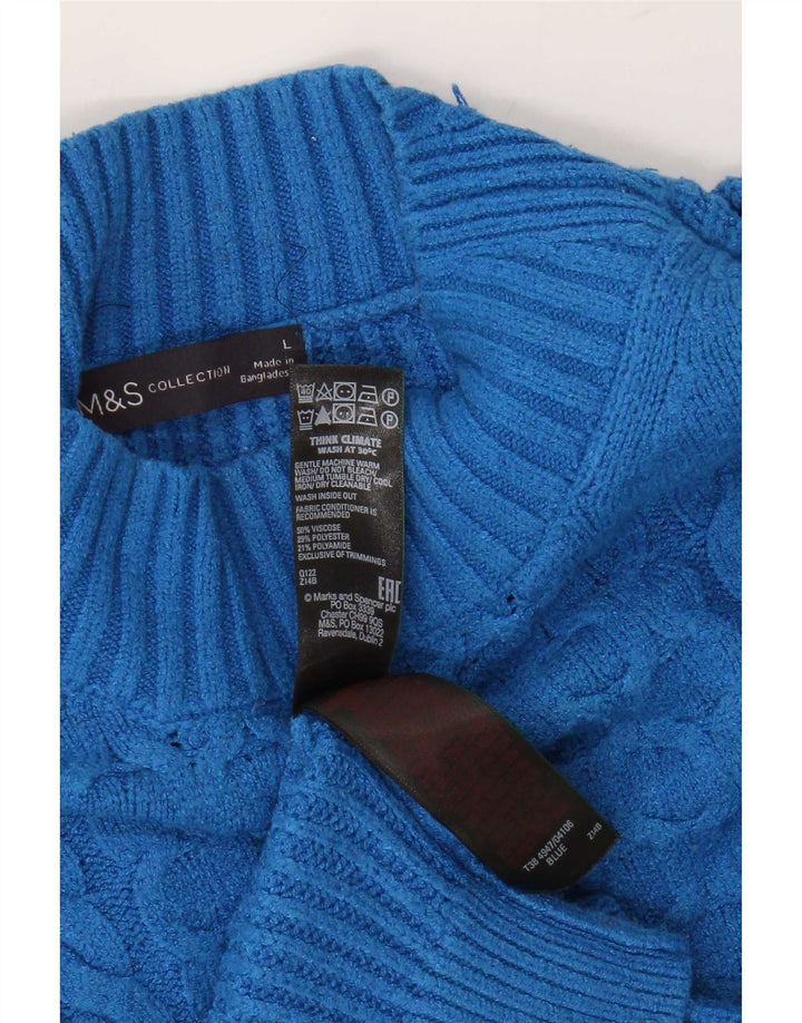 Marks & Spencer Jersey con Cuello Alto para Mujer UK 46 Viscosa Azul Grande