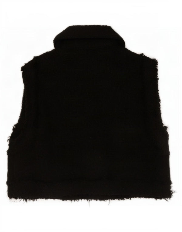 Zara Mujer Crop Gilet UK 6 XS Poliéster Negro
