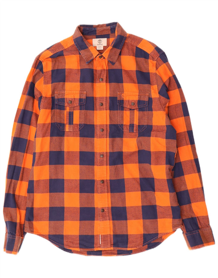 TIMBERLAND Camisa de franela de corte regular de algodón a cuadros naranja medio para hombre