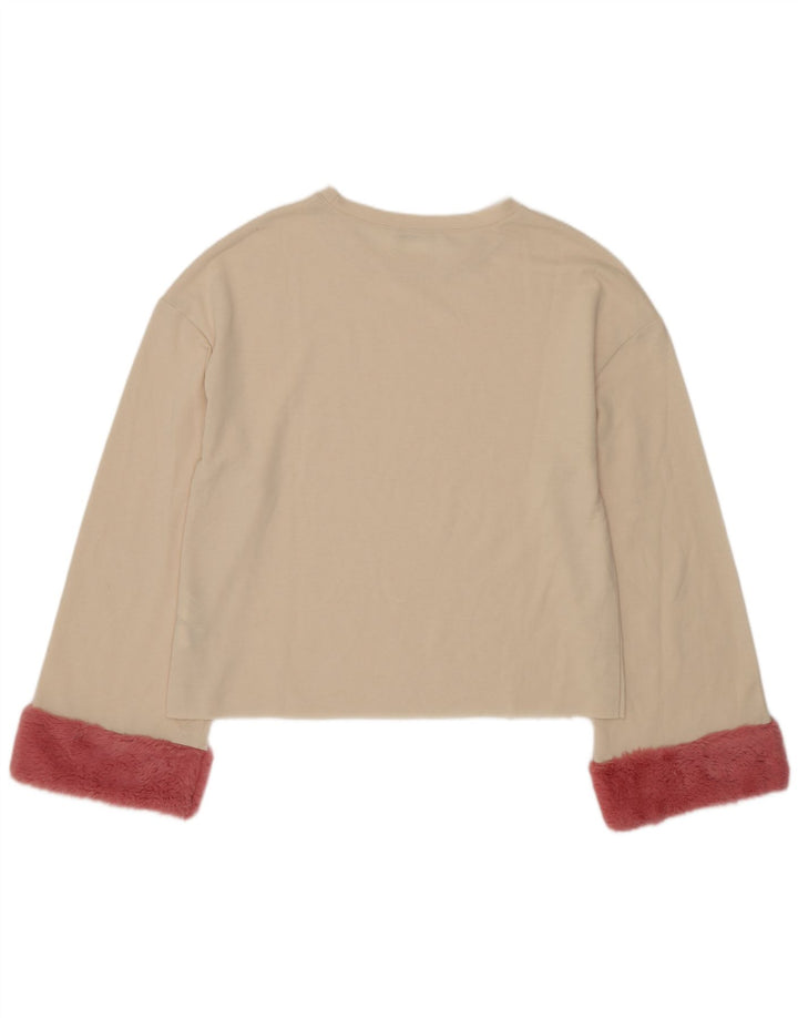 Zara Mujer Top Extragrande Manga Larga UK 40 Small Beige Colorblock