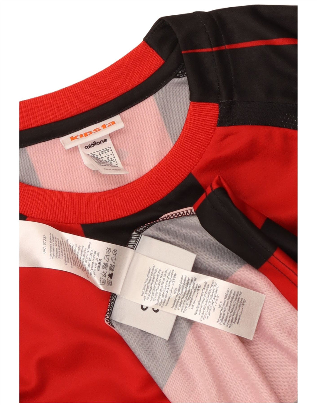 KIPSTA Camiseta gráfica para hombre Top grande de poliéster a rayas rojas