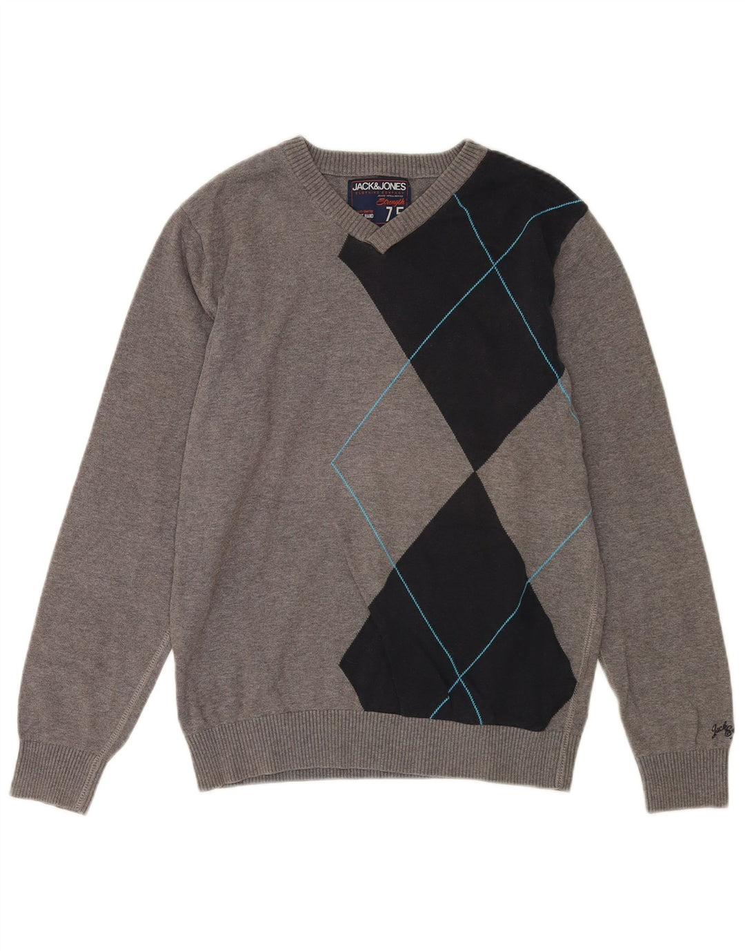 Jack & Jones Hombre Jersey Con Cuello En V De Algodón Color Block Gris Medio