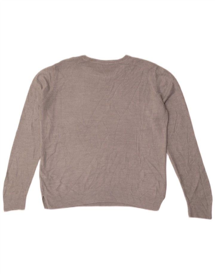 Marks & Spencer Suéter de cuello redondo para mujer UK 44 Acrílico gris grande