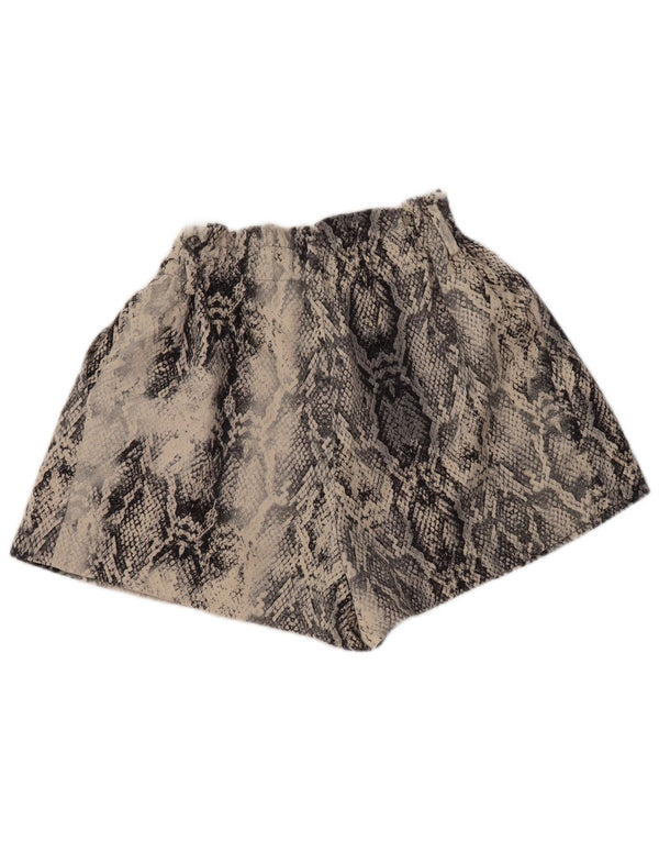 Zara Mujer Pantalones Cortos Casuales De Pierna Ancha XS W25 Gris Estampado Animal Poliéster