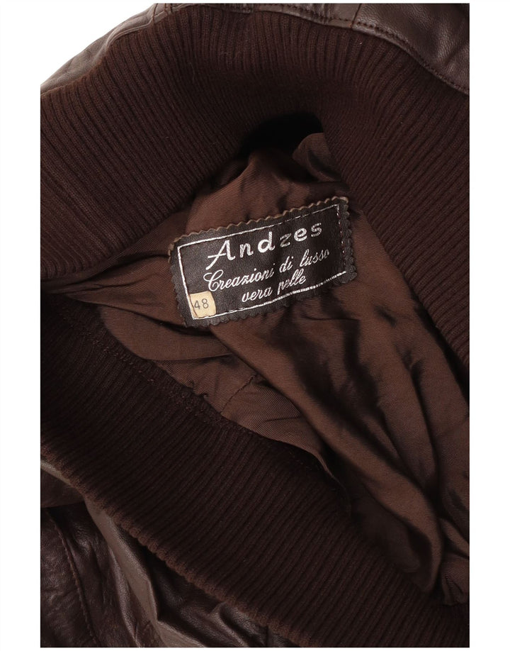 Vintage mujer bombardero chaqueta de cuero IT 48 XL cuero marrón