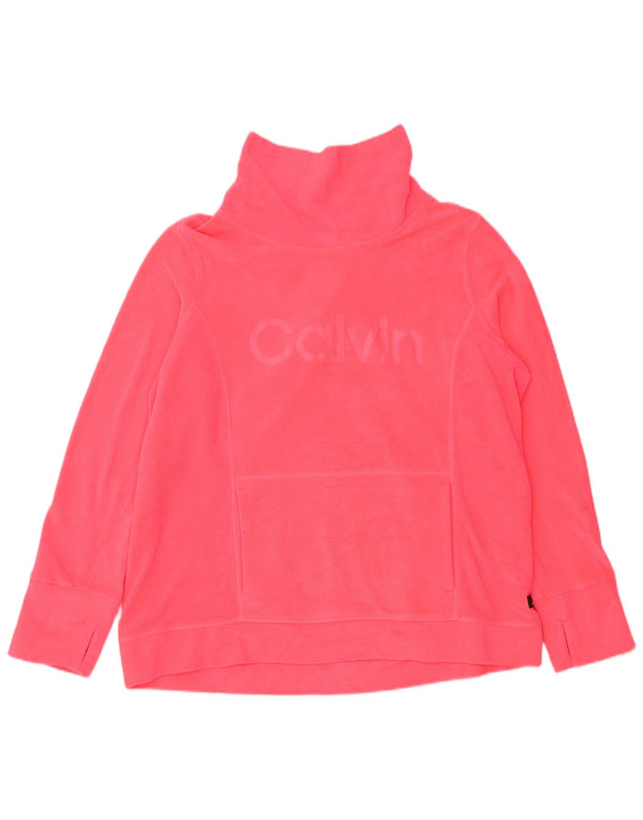 CALVIN KLEIN Jersey de forro polar con gráfico de rendimiento para mujer UK 40 XL Rosa