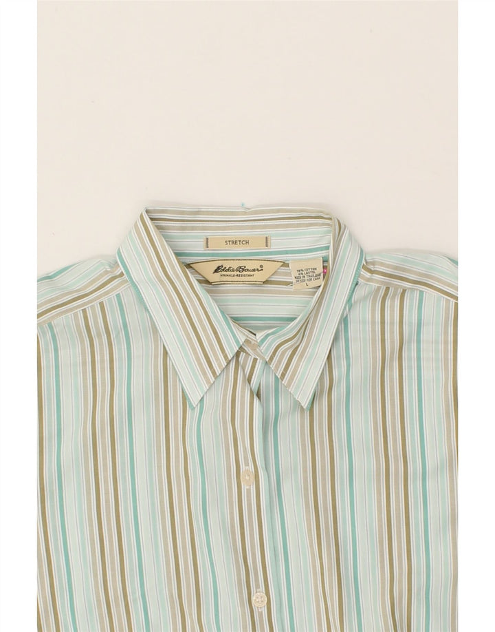 EDDIE BAUER Womens 3/4 Sleeve Shirt UK 16 Large Multicoloured Striped Vintage Eddie Bauer and Second-Hand Eddie Bauer from Messina Hembry 