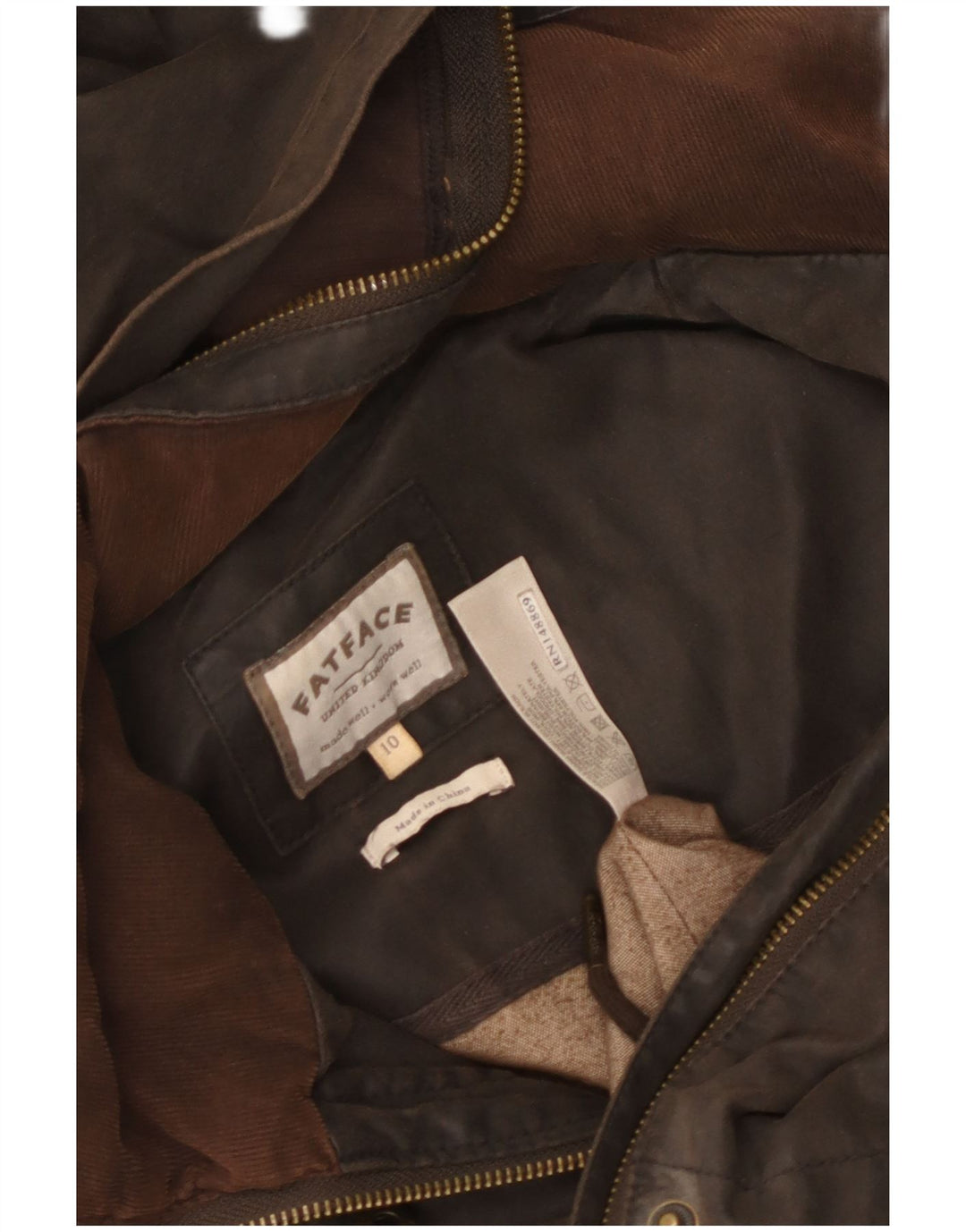 Chaqueta militar encerada con capucha para mujer de Fat Face UK 10 Small Brown