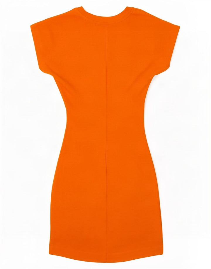Zara Mujer Vestido Tubo Reino Unido 8 Pequeño Algodón Naranja
