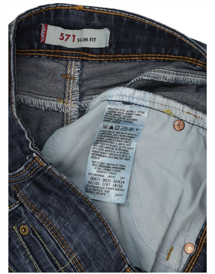 LEVI'S Mujer 571 Slim Jeans W30 L34 Algodón Azul Marino
