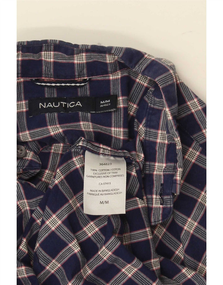 Nautica Camisa de manga corta para hombre de ajuste regular de algodón a cuadros azul marino mediano