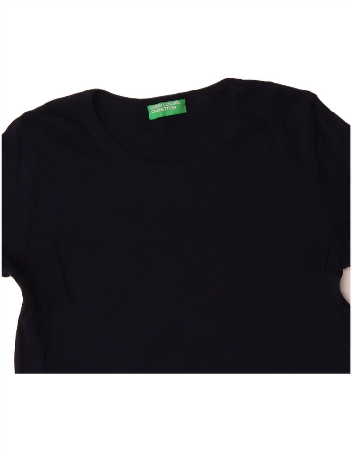 BENETTON Camiseta para mujer Top UK 12 Medium Azul marino Algodón
