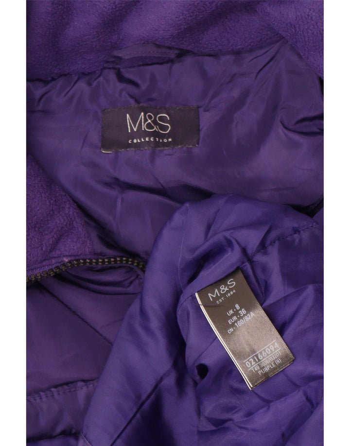 Marks & Spencer Abrigo acolchado para mujer UK 8 Small Poliéster morado