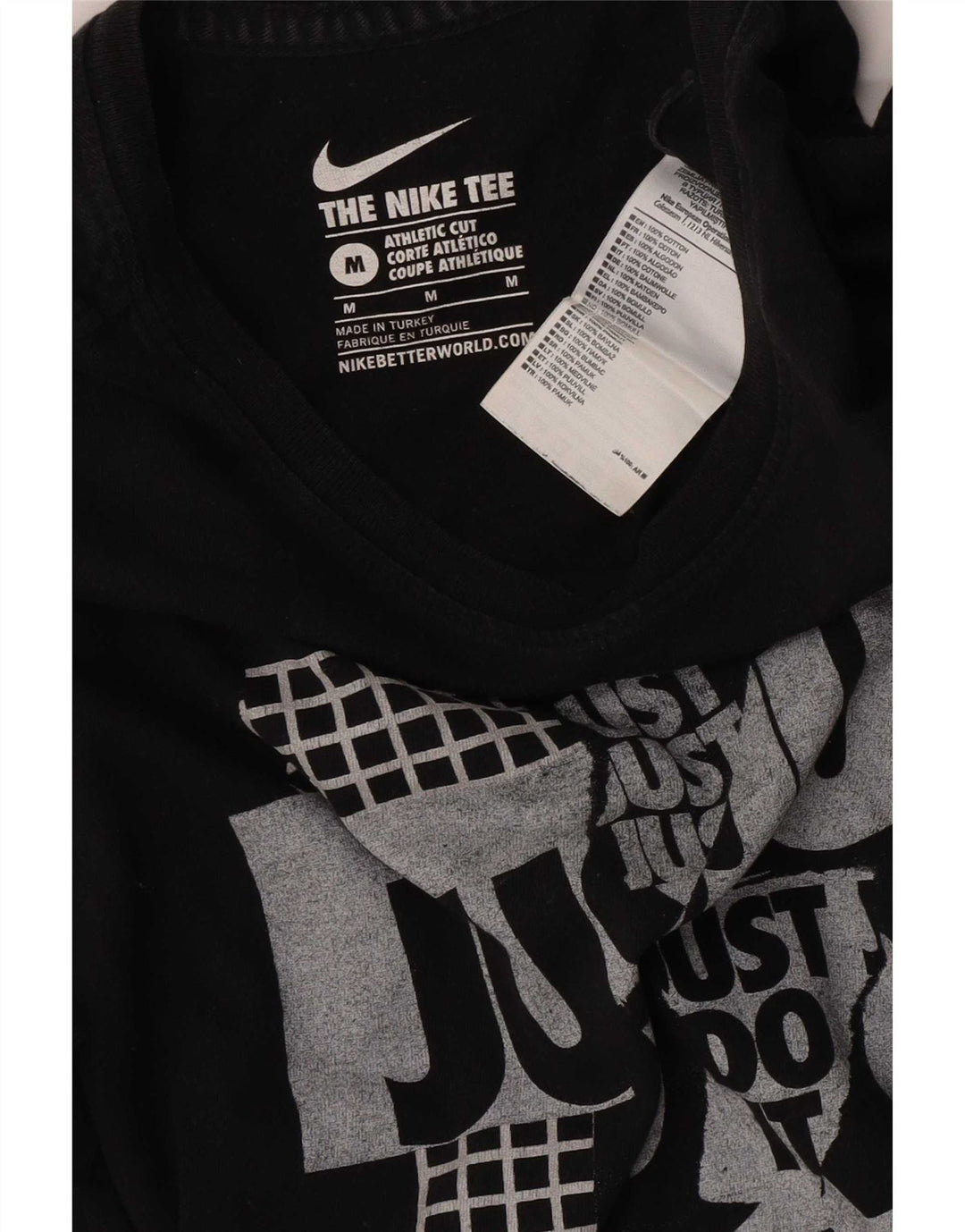 Nike Camiseta con gráfico de corte atlético para hombre Top mediano de algodón negro