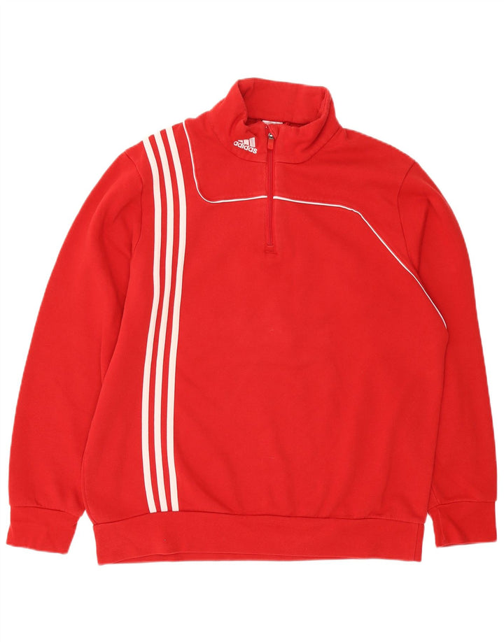 Adidas - Sudadera con cuello y cremallera para hombre, talla grande, algodón rojo
