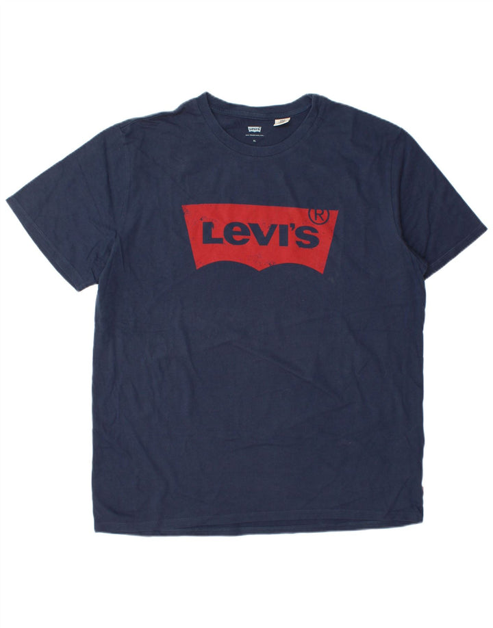 Levi's Hombre Camiseta Gráfica Top XL Algodón Azul Marino