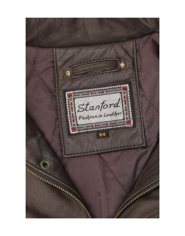 Stanford Chaqueta de cuero para hombre EU 54 2XL Cuero marrón