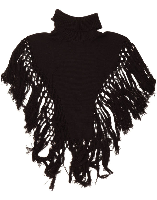 Vintage mujer rollo cuello poncho jumper un tamaño negro