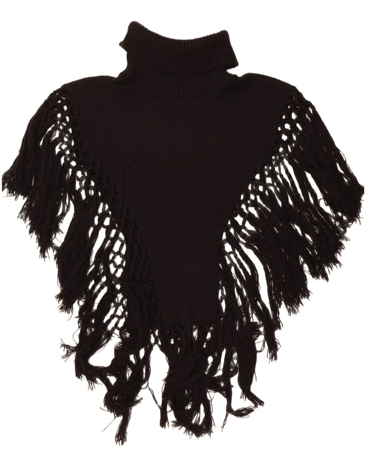 Vintage mujer rollo cuello poncho jumper un tamaño negro