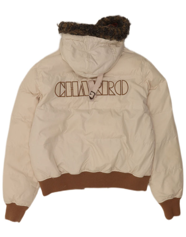 Charro Mens Graphic Chaqueta acolchada con capucha UK 36 Small White Poliéster