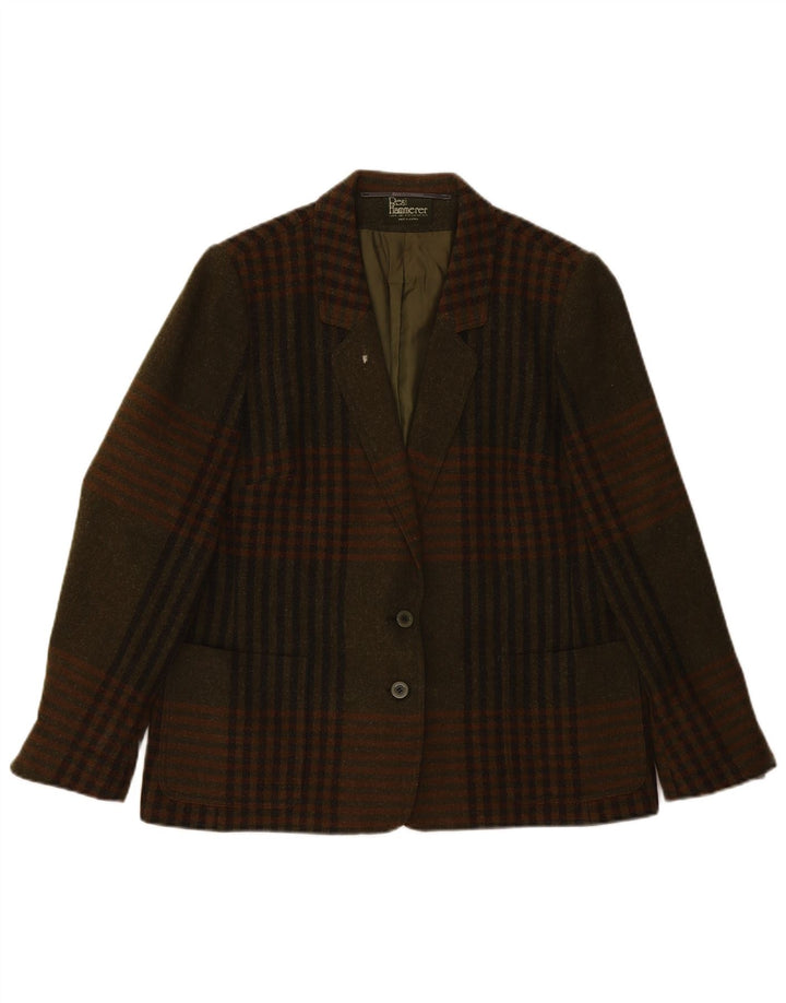 Resi Hammerer Chaqueta Blazer de 2 Botones para Mujer IT 44 Lana a Cuadros Caqui Mediana