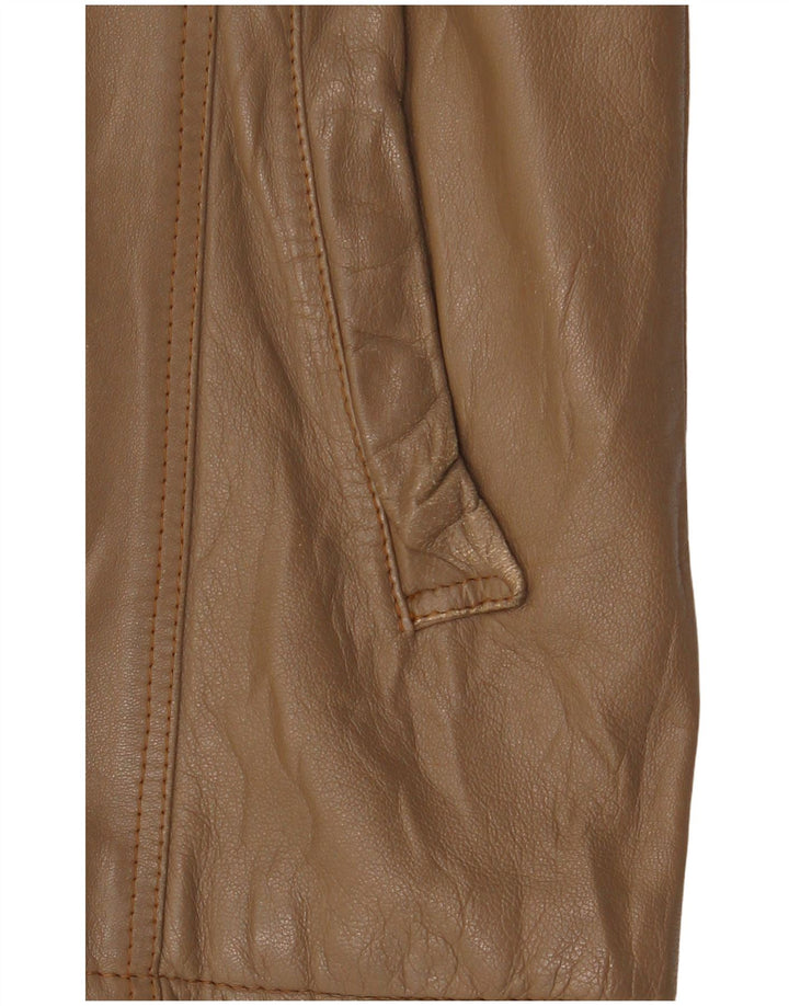 Vintage mujer chaqueta de cuero Reino Unido 14 marrón medio