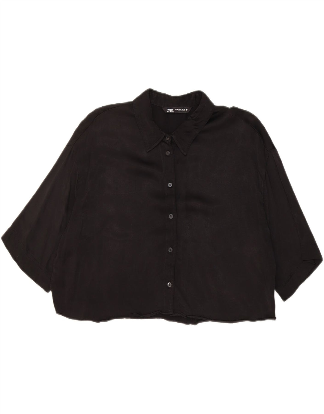 Zara Blusa Corta De Manga 3/4 De Gran Tamaño para Mujer UK 44 Mediano Negro