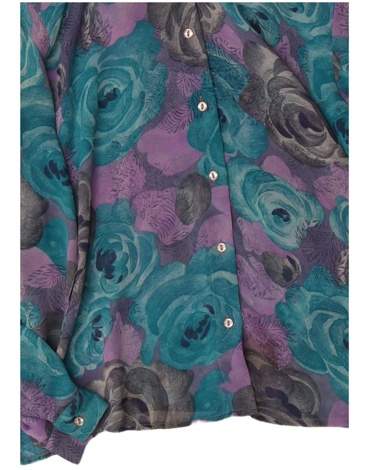 VINTAGE Blusa camisa mujer Reino Unido 18 XL Multicolor Floral