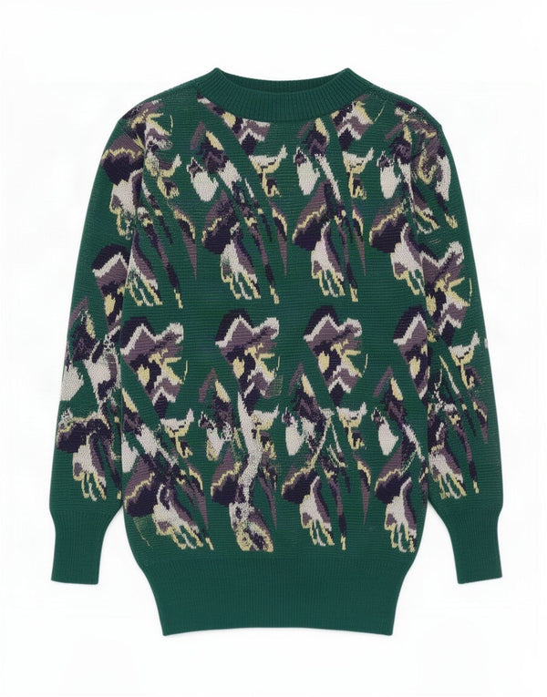Vintage mujeres longline barco cuello jersey suéter Reino Unido 12 verde medio