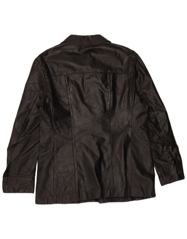 VINTAGE Chaqueta de cuero para hombre Reino Unido 38 Mediano Negro