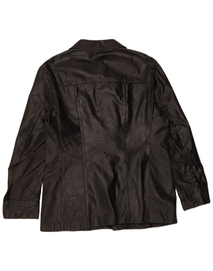 VINTAGE Chaqueta de cuero para hombre Reino Unido 38 Mediano Negro